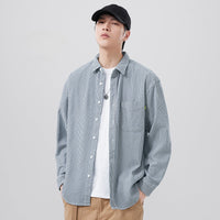 Herren Langarmhemd - lockere Passform - atmungsaktive Baumwolle - casual Button-Down Design