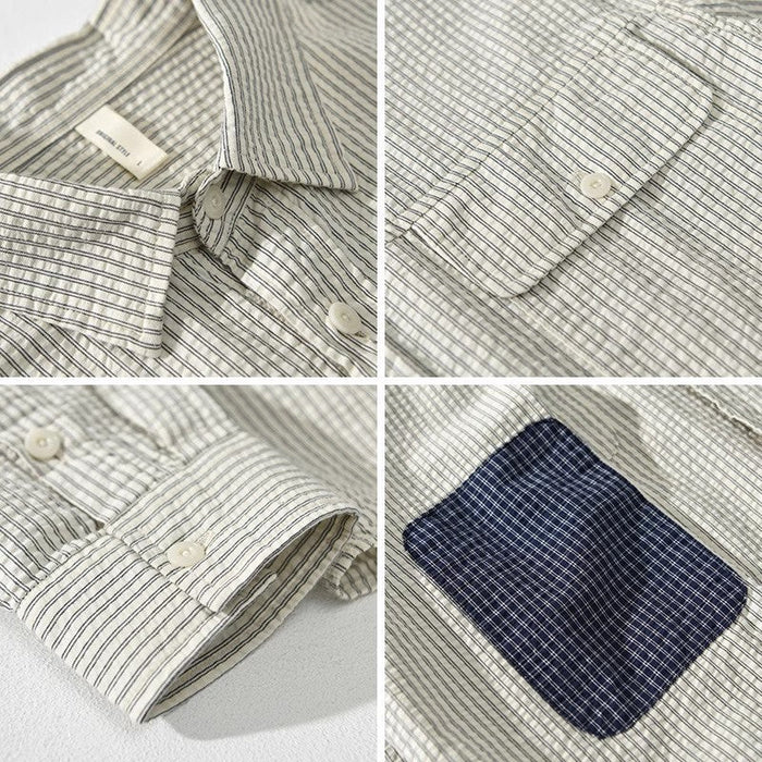 Camisole de manga longue pour homme avec boutons - ajustement ajustable - algodón liviano - designño a rayas