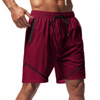 Short de sport pour homme - Tejido ligero de secado rápido - Corte holgado - Largo hasta la rodilla - Bolsillos con cremallera