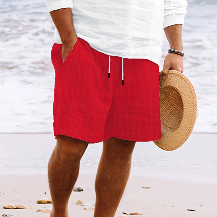 Pantalon Corti da Uomo - Combinazione di Cotone e Lino - Vestibilità comoda - Vita con coulisse - Tasche multiple