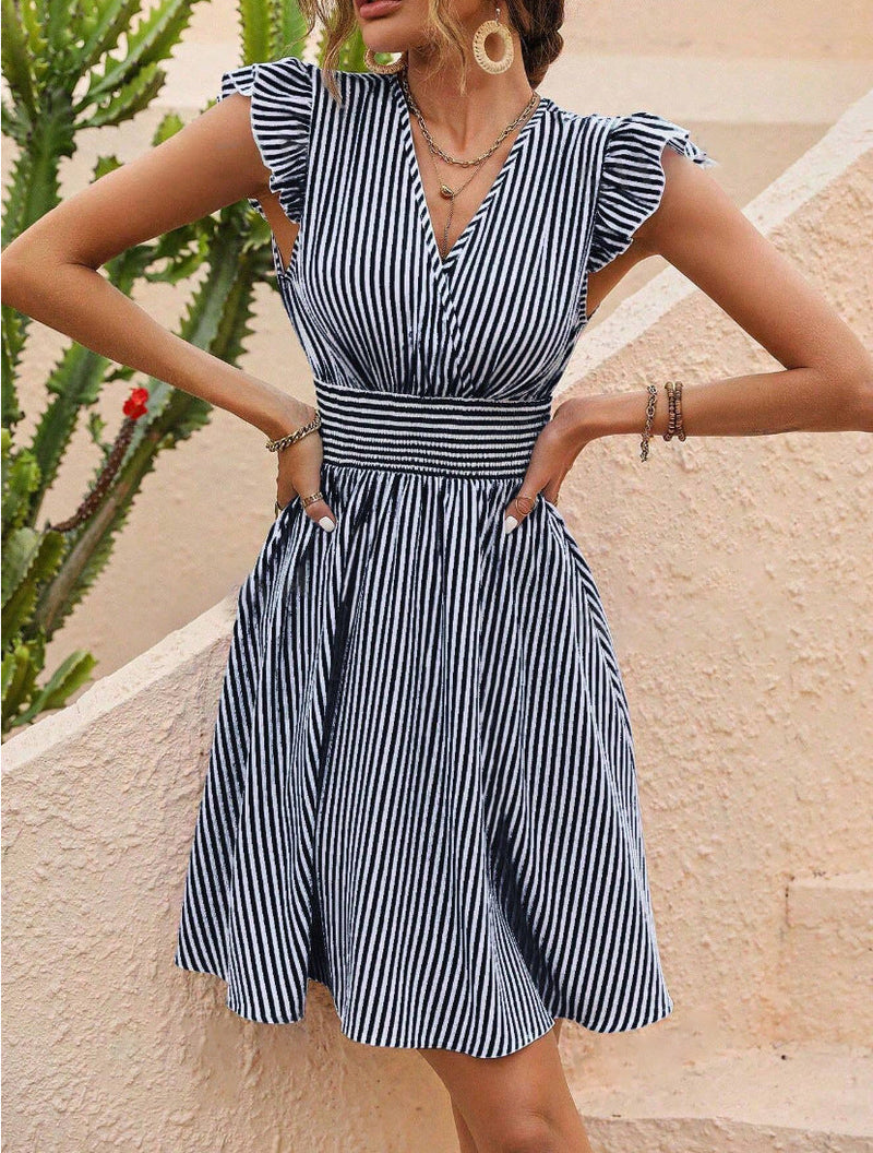 Robe midi rayée chic pour femmes - Style élégant et flatteur