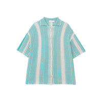 Chemise en tricot décontractée pour hommes avec manches courtes, coupe décontractée, design en tricot ouvert et rayures élégantes
