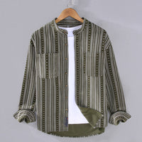 Chemise homme à rayures rétro à manches longues élégante