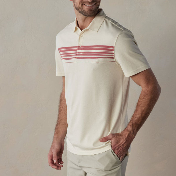 Polo pour Homme - Slim Fit en Mélange de Coton - Col V à Boutons - Rayures Casual Élégantes