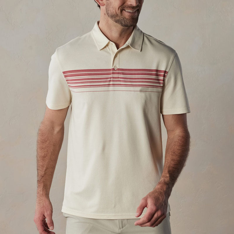 Polo pour Homme - Slim Fit en Mélange de Coton - Col V à Boutons - Rayures Casual Élégantes