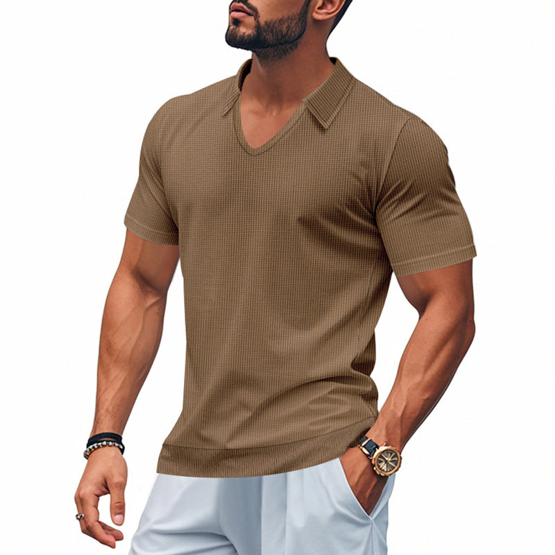 Polo de qualité supérieure pour hommes - Coupe décontractée confortable - Col en V élégant - Manches courtes décontractées parfaites pour tous les jours