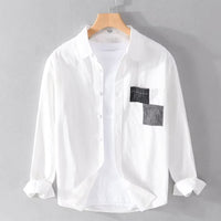 Camisole de l'homme à tête longue - Vestibilità Comoda - Fantasia in Cotone Misto - Tasca con Patch - Chiusura con Bottoni