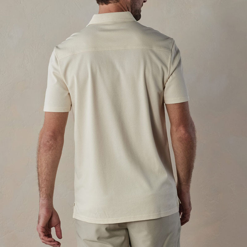 Polo pour Homme - Slim Fit en Mélange de Coton - Col V à Boutons - Rayures Casual Élégantes