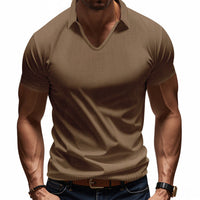 Polo de qualité supérieure pour hommes - Coupe décontractée confortable - Col en V élégant - Manches courtes décontractées parfaites pour tous les jours