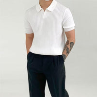 Polo classique en coton côtelé pour hommes - Coupe confortable, manches courtes, style décontracté