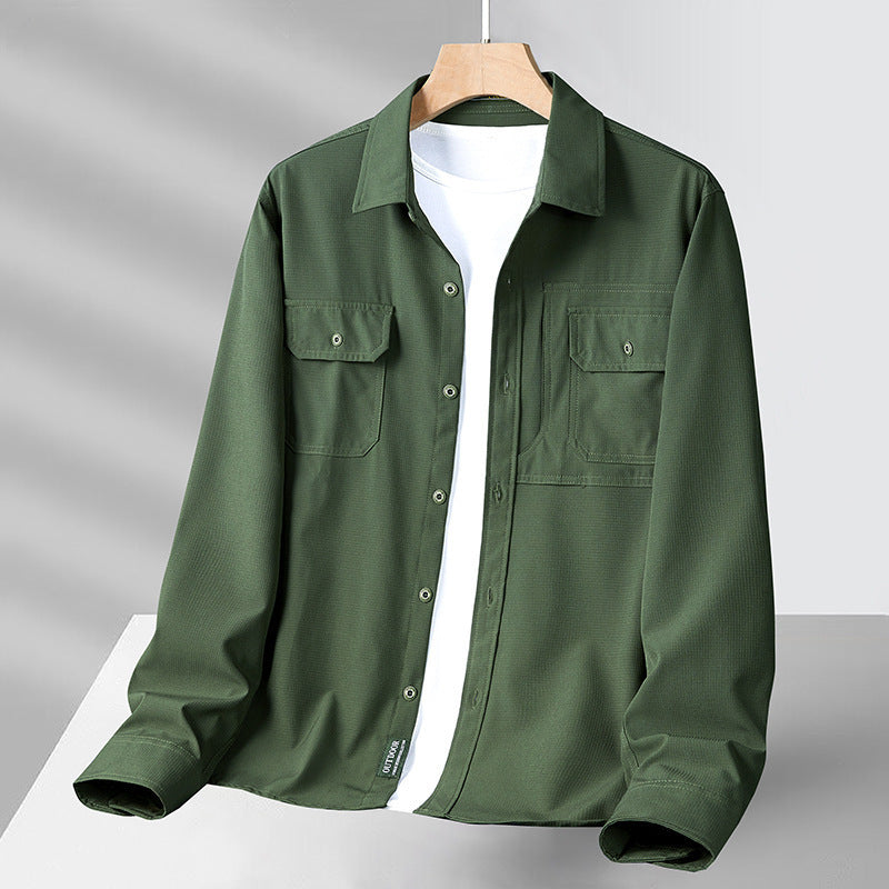 Camisole de l'homme à manches longues - Vestibilità Comoda - Chiusura con Bottoni - Tasche Utili - Leggera e Traspirante