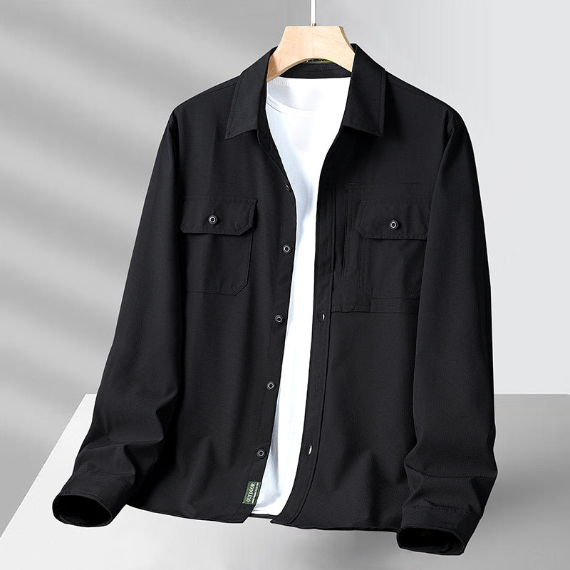 Camisole de l'homme à manches longues - Vestibilità Comoda - Chiusura con Bottoni - Tasche Utili - Leggera e Traspirante
