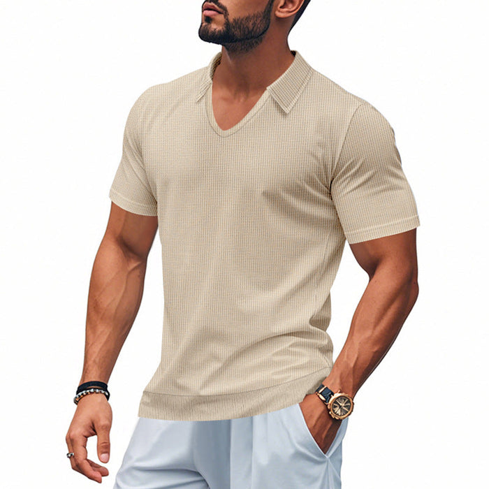 Polo de qualité supérieure pour hommes - Coupe décontractée confortable - Col en V élégant - Manches courtes décontractées parfaites pour tous les jours