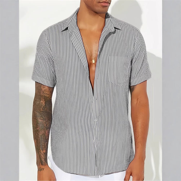Camisole décontractée pour hommes - mélange d'algues - fermeture à glissière - manteau court - rayons verticaux