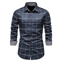 Chemise Homme à Carreaux Slim Fit à Manches Longues et Boutons - Style Décontracté Élégant