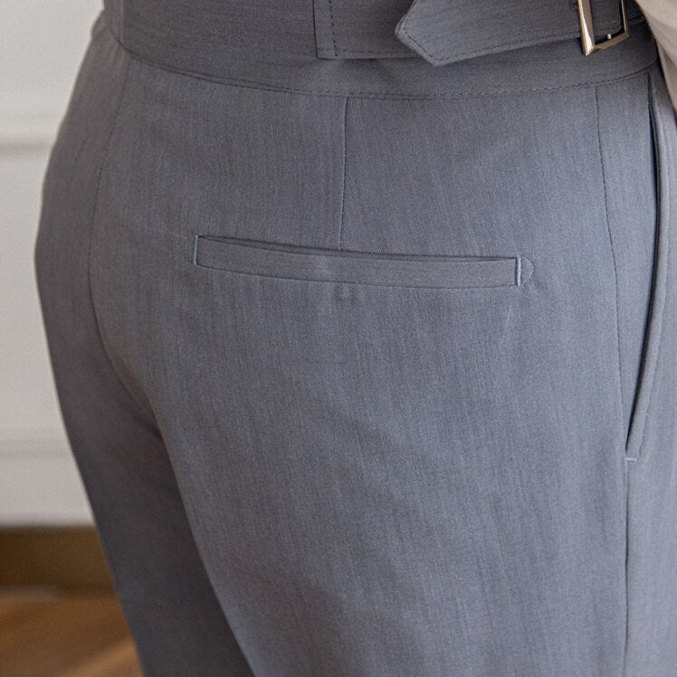 Gurkha Trousers for Men - Pantalon boutonné élégant à taille haute et à plis