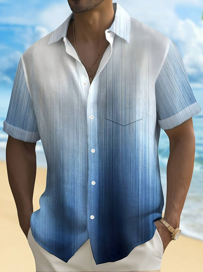 Camisole masculine à boutons avec motif dégradé - Manga corta, ajustable cómodo y transpirable para un estilo fresco