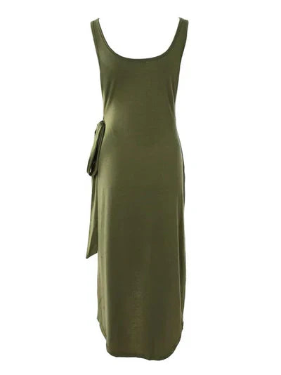 Robe Midi Bodycon pour Femmes - Sans Manches à Col Rond - Tissu extensible Élégant Ajusté