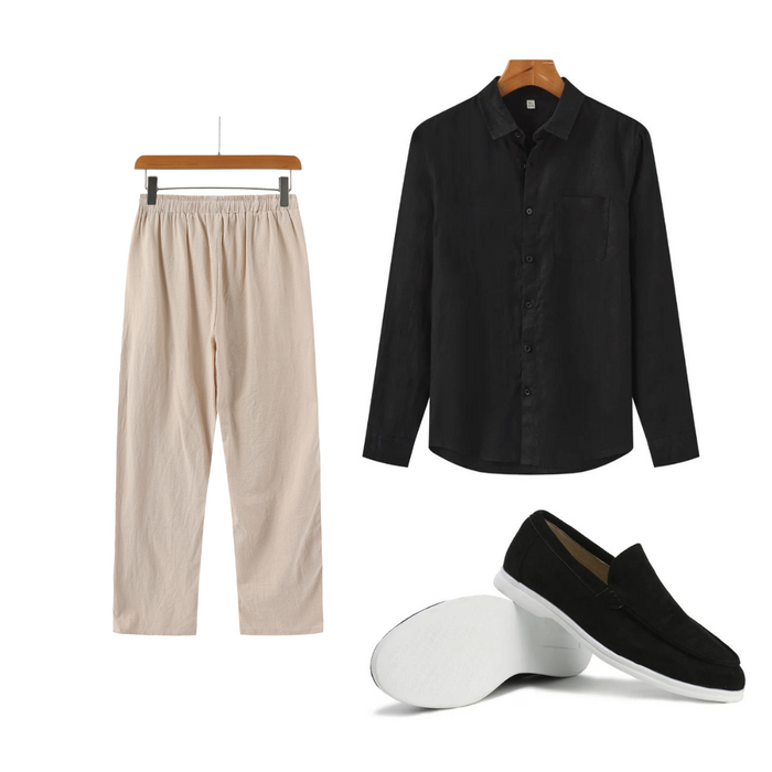 Anthony | Tenue chic en lin d'Ibiza avec des mocassins confortables
