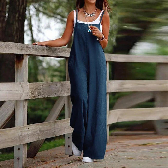 Salopette surdimensionnée pour femme - combinaison élégante en coton-lin pour un look décontracté et élégant