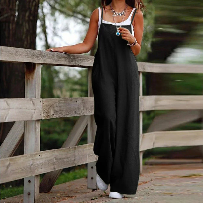 Salopette surdimensionnée pour femme - combinaison élégante en coton-lin pour un look décontracté et élégant