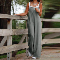 Salopette surdimensionnée pour femme - combinaison élégante en coton-lin pour un look décontracté et élégant