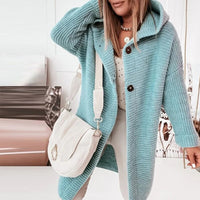 Gilet mi-long élégant pour femmes avec boutons et capuche pratique - Ella