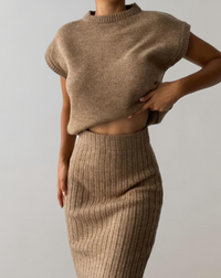 Ensemble élégant 2 pièces en tricot côtelé - Tenue parfaite pour les occasions chic et décontractées