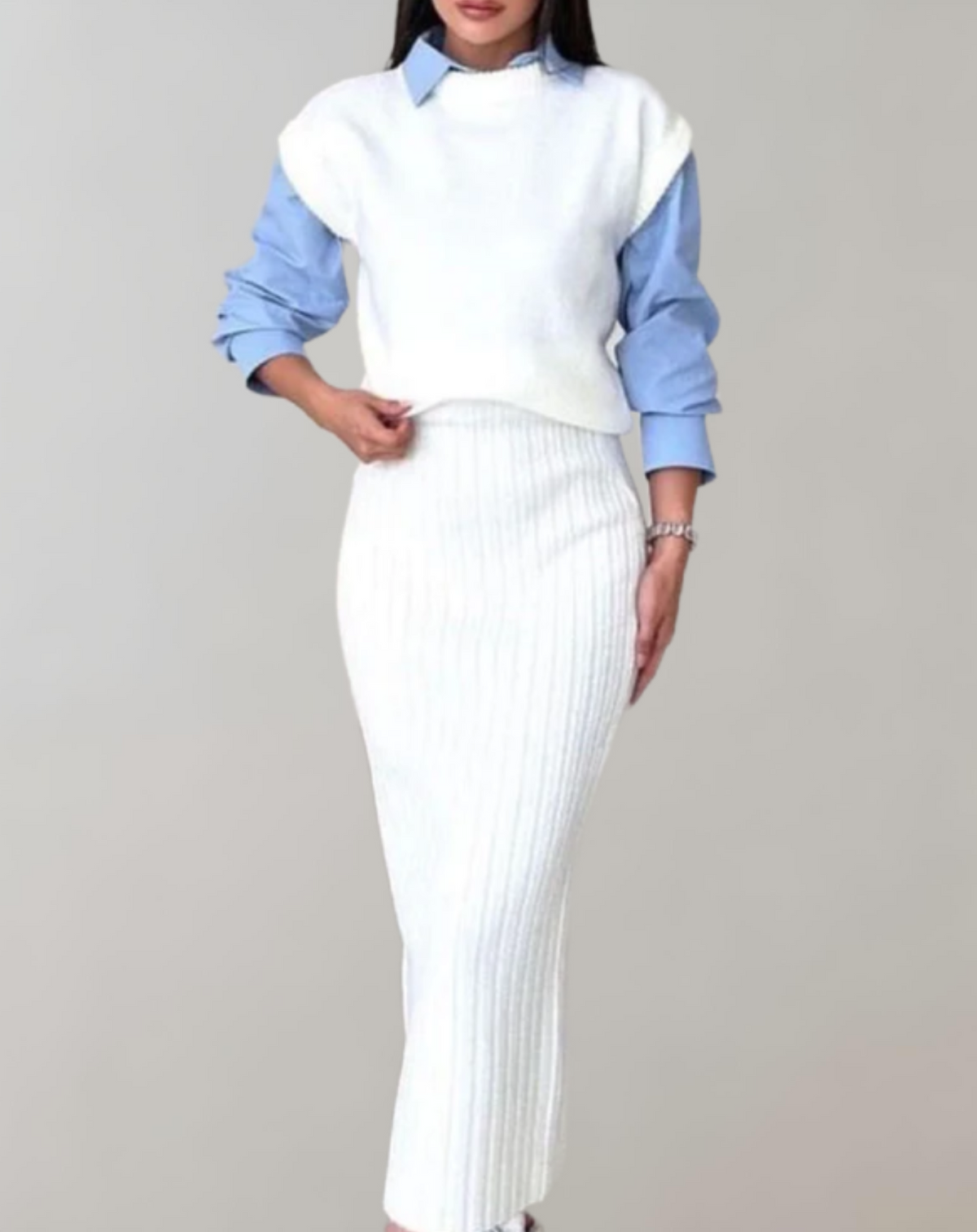 Ensemble élégant 2 pièces en tricot côtelé - Tenue parfaite pour les occasions chic et décontractées