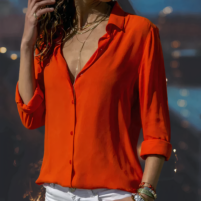 Chemisier élégant en mousseline de soie pour femmes - Veste boutonnée à la mode pour un style décontracté ou de bureau
