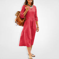 Robe Midi Décontractée - Rose Doux, Style Polyvalent