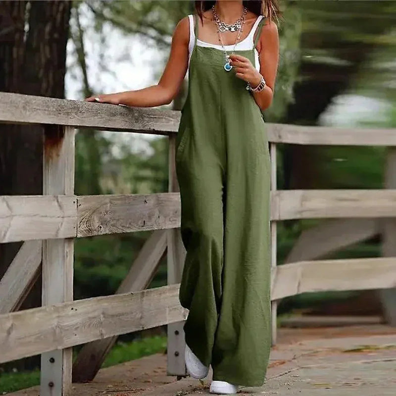 Combinaison en lin confortable pour femme, avec une coupe décontractée - parfaite pour le confort et le style de tous les jours