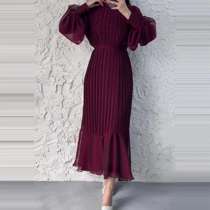 Robe plissée midi pour femme - Élégance intemporelle et style sophistiqué