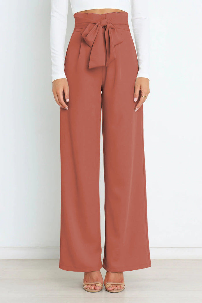 Pantalon élégant à taille haute avec nœud pour un look stylé