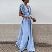 Stylish Bernatte Maxi Evening Dress with Ruffles - Elegant and Chic Festal Outfit