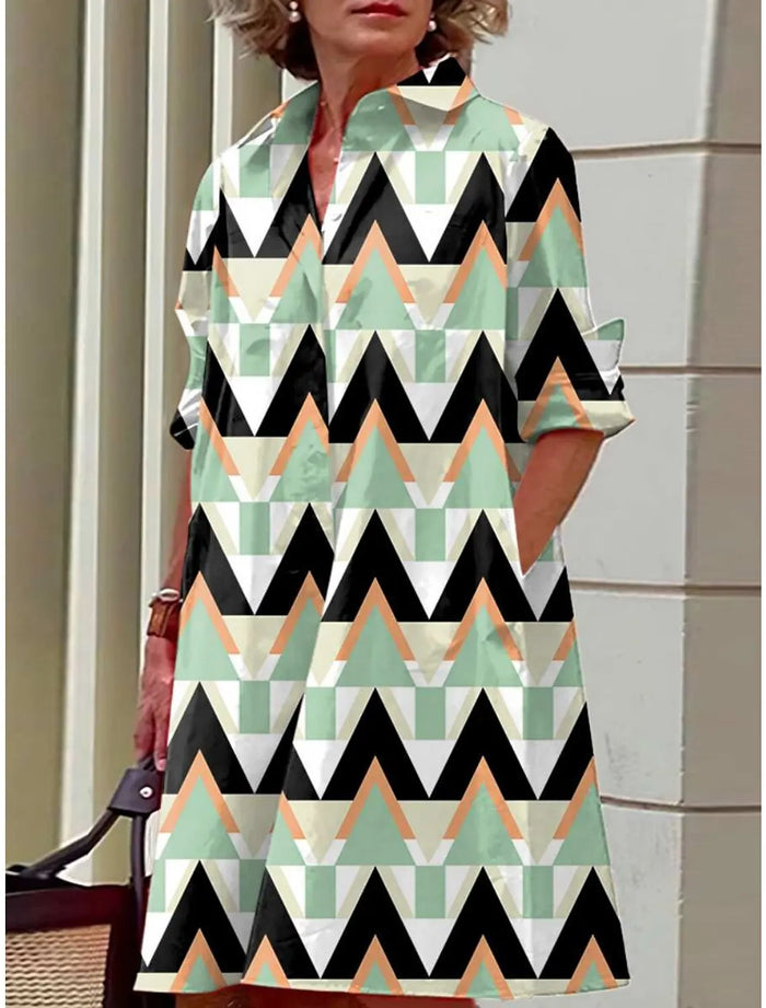 Robe Vintage à Coupe A Élégante en Mélange de Coton Style Rétro