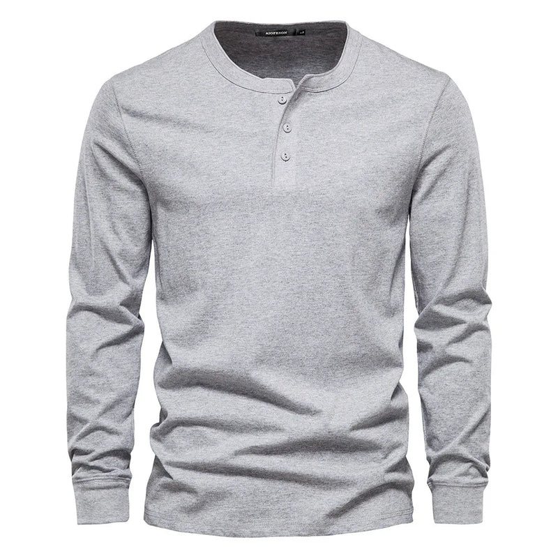 T-shirt pour homme à manches longues et col sans collet pour un style décontracté et élégant