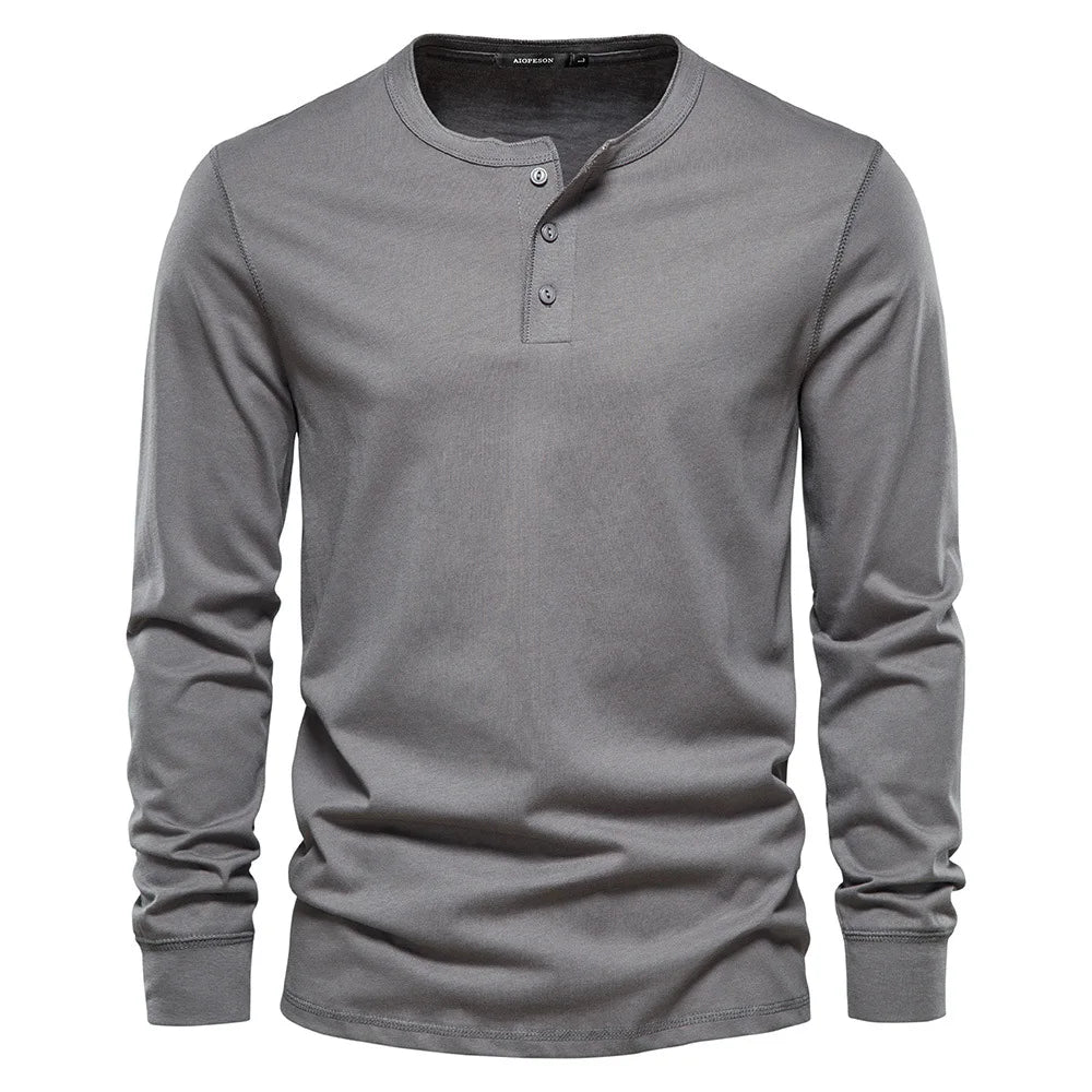 T-shirt pour homme à manches longues et col sans collet pour un style décontracté et élégant