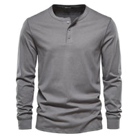 T-shirt pour homme à manches longues et col sans collet pour un style décontracté et élégant