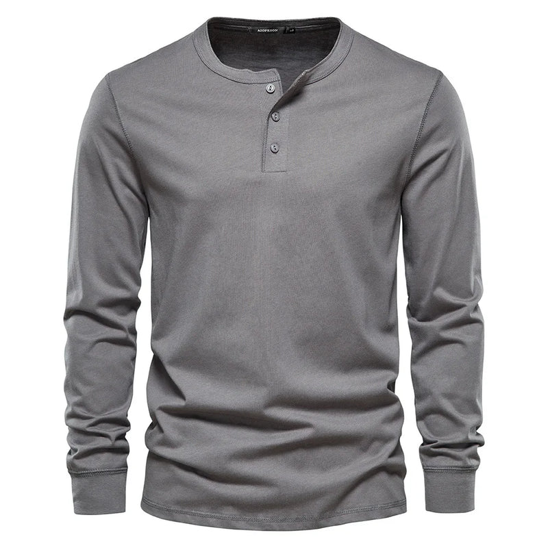 T-shirt pour homme à manches longues et col sans collet pour un style décontracté et élégant
