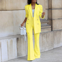 Élégant ensemble 2 pièces pour femme composé d'un blazer et d'un pantalon évasé - Un tailleur parfait pour les occasions spéciales