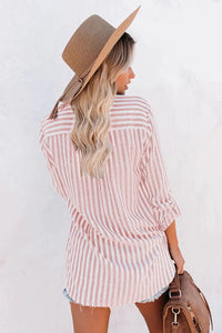 Chemise rayée à manches longues pour femmes - look décontracté élégant et polyvalent