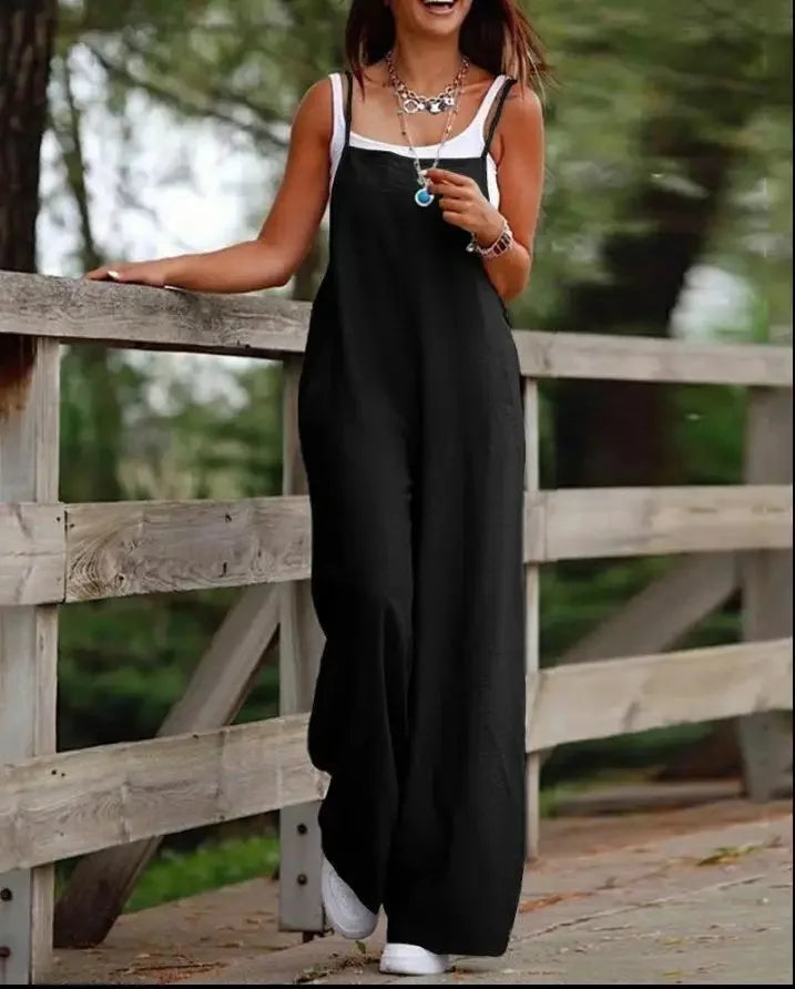 Combinaison en lin confortable pour femme, avec une coupe décontractée - parfaite pour le confort et le style de tous les jours