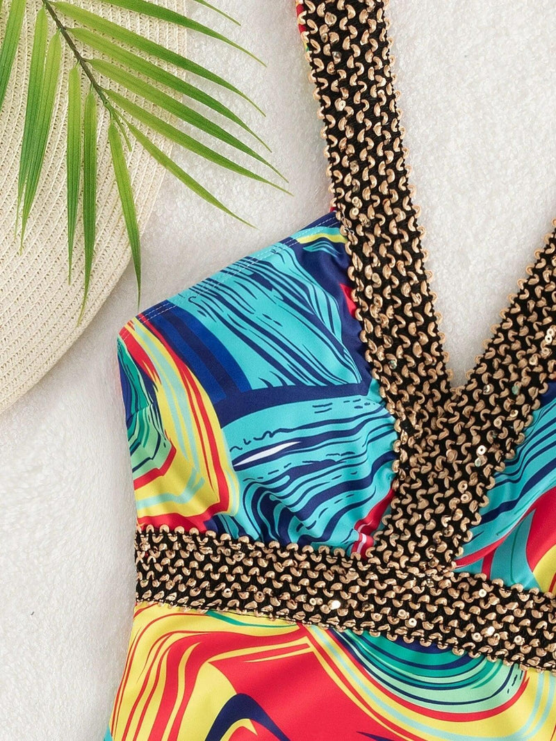 Maillot de bain une pièce pour femmes à décolleté en V élégante