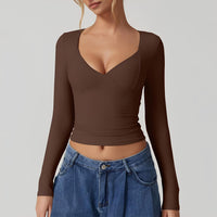Élégante manche longue à col en V pour femmes - Parfaite pour toutes les occasions