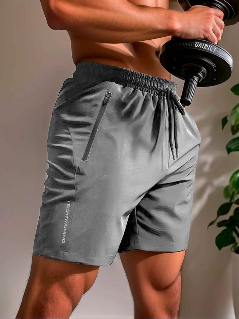 Shorts de sport pour hommes - Tissu léger et Absorbant - Flexibles et avec poche zippée