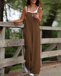 Combinaison en lin confortable pour femme, avec une coupe décontractée - parfaite pour le confort et le style de tous les jours