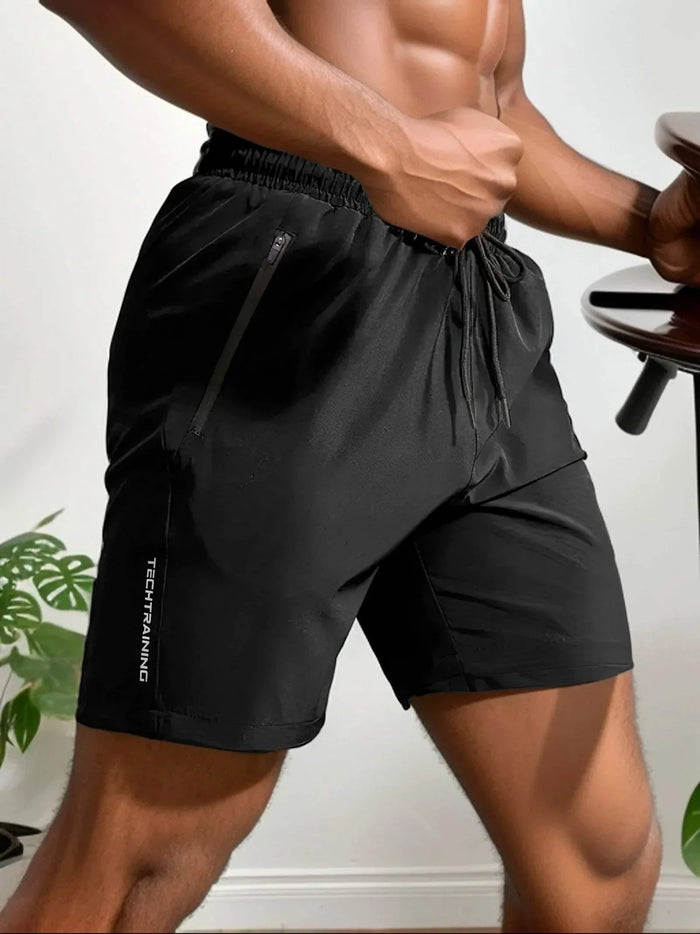 Shorts de sport pour hommes - Tissu léger et Absorbant - Flexibles et avec poche zippée