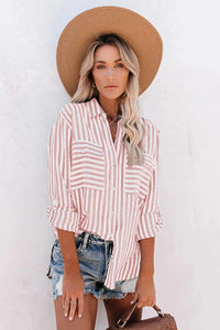 Chemise rayée à manches longues pour femmes - look décontracté élégant et polyvalent