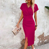 Mini-robe décontractée élégante à col en V pour les femmes, pour un look stylé